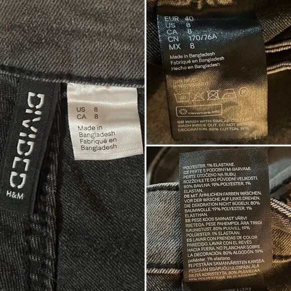 H&M Divided Sequin Tuxedo Stripe Slim High Waist Skinny Jeans Dark Grey 8 - Picture 11 of 12